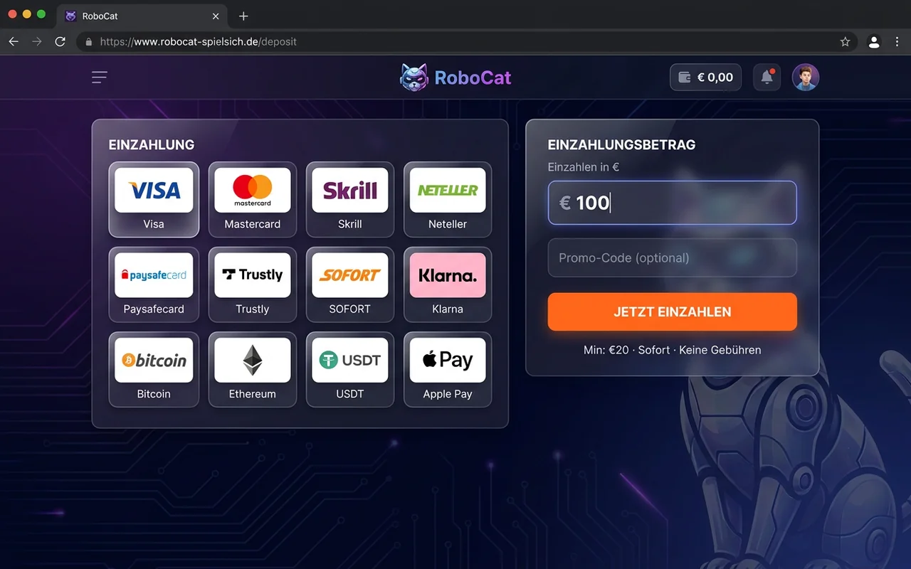 Méthodes de paiement et retraits – Robocat